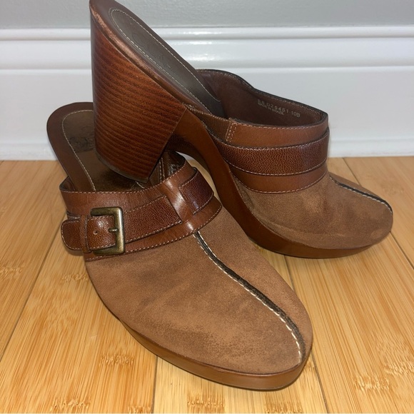 Cole Haan Brown Leather Clogs with Buckle size 10B Brazil - Picture 1 of 7